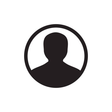 Avatar düz stil vektör simgesi. Kullanıcı Işareti simgesi. İnsan avatar siyah simge vektör Illüstrasyon