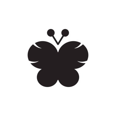 Kelebek Simgesi Düz Stil Vektör Uygulamalar, Ui, Web Siteleri için. Siyah Simge Vektör Çizimi.