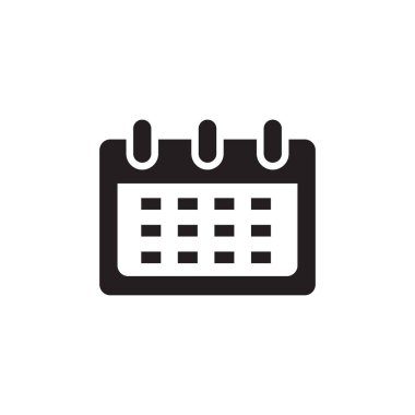 Uygulamalar, Ui, Web Siteleri için Düz Stil Vektör takvim simgesi. Siyah Simge Vektör Çizimi.