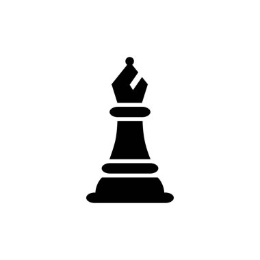 Uygulamalar için Düz Stil Vektör Yılında Chess Bishop Icon, Ui, Web Siteleri. Siyah Simge Vektör Çizimi.