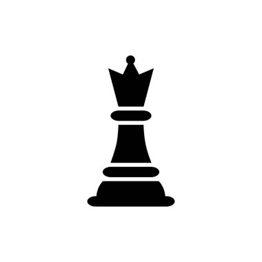Uygulamalar için Düz Stil Vektör Satranç Queen Simgesi, Ui, Web Siteleri. Siyah Simge Vektör Çizimi.
