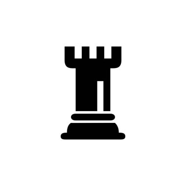 Uygulamalar için Düz Stil Vektör Satranç Kale Simgesi, Ui, Web Siteleri. Siyah Simge Vektör Çizimi.