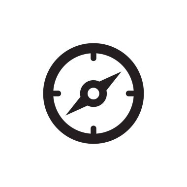 Pusula Simgesi Düz Stil Vektör Simgesi Uygulamalar, Ui, Web Siteleri için. Siyah Simge Vektör Çizimi.