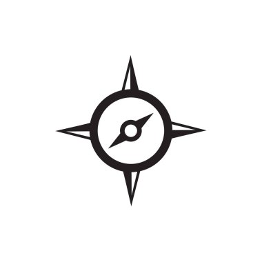 Pusula Simgesi Düz Stil Vektör Simgesi Uygulamalar, Ui, Web Siteleri için. Siyah Simge Vektör Çizimi.