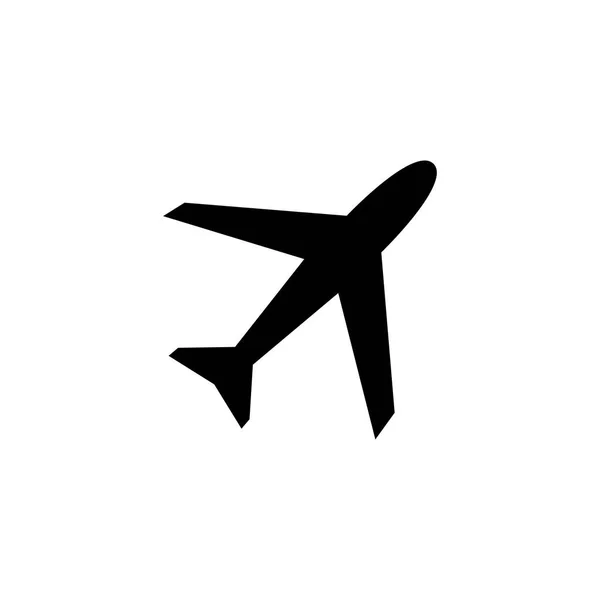 Icono del avión en el vector plano del estilo para la aplicación, interfaz de usuario, sitios web. Icono negro Vector Ilustración . — Vector de stock