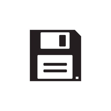 Disket Simgesi Düz Stil Vektör App, Ui, Web Siteleri için. Siyah Simge Vektör Çizimi.