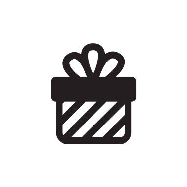 Hediye Kutusu Simgesi Düz Stil Vektör App, Ui, Web Siteleri için. Siyah Simge Vektör Çizimi.