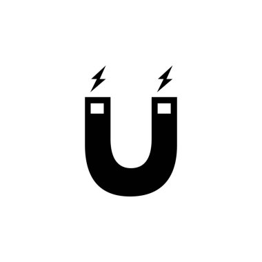 Mıknatıs Simgesi Düz Stil Vektör App, Ui, Web Siteleri için. Siyah Simge Vektör Çizimi.