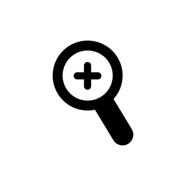 Büyüteç Plus Simge Düz Stil Vektör App, Ui, Web Siteleri için. Siyah Simge İllüstrasyon