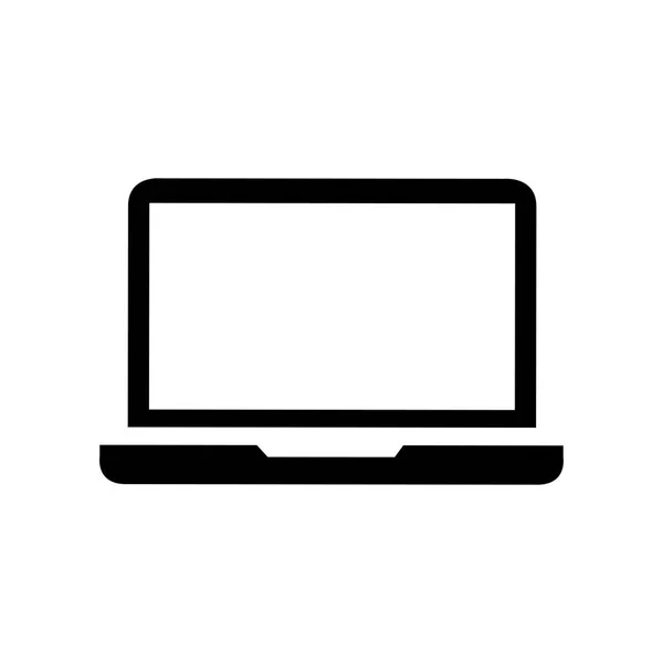 Icono del ordenador portátil en el vector de estilo plano para la aplicación, interfaz de usuario, sitios web. Icono negro Vector Ilustración . — Archivo Imágenes Vectoriales