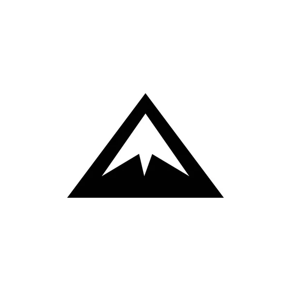 Icono de montaña en vectores de estilo plano para aplicaciones, interfaz de usuario, sitios web. Icono negro Vector Ilustración . — Vector de stock