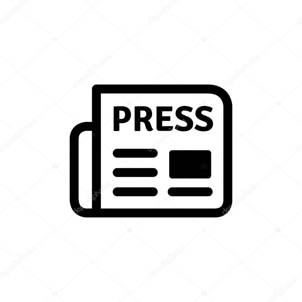 Newspaper Icon In Flat Style Vector For App, UI, Websites. Black Icon Vector Illustration.