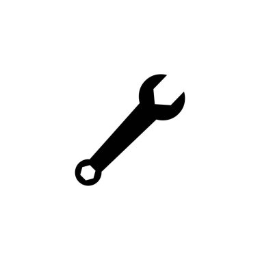 Uygulama, Ui, Web Siteleri için Düz Stil De Wrench Simgesi. Siyah Spanner Simge Vektör Çizimi