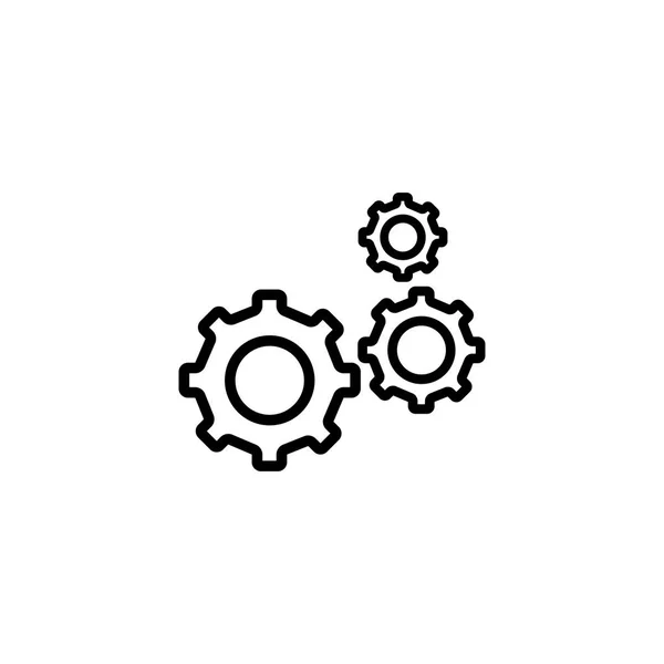 Icono de línea de engranajes en vectores de estilo plano para aplicaciones, interfaz de usuario, sitios web. Icono negro Vector Ilustración . — Archivo Imágenes Vectoriales