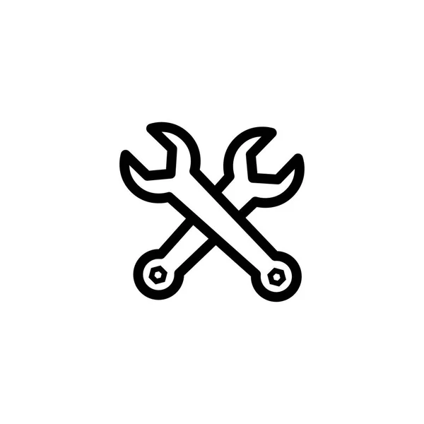 Икона "Пересеченная линия гаечного ключа" в плоском стиле для приложений, пользовательского интерфейса, сайтов. Вектор черной иконы — стоковый вектор