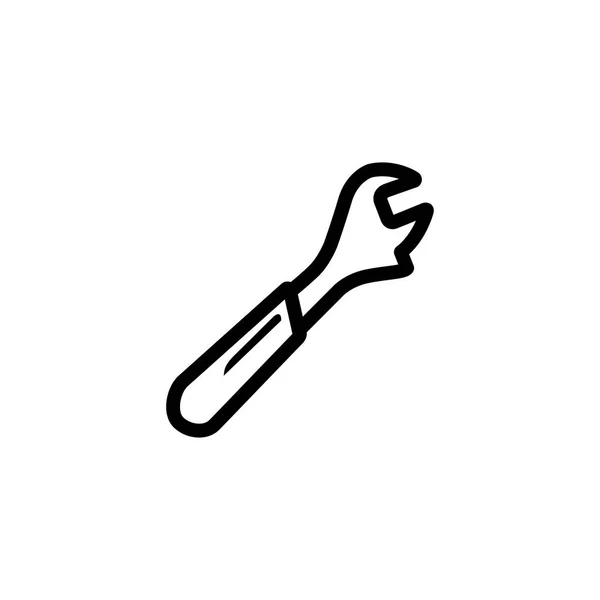 Moersleutel lijn icoon in platte stijl voor app, ui, websites. Zwarte spanner pictogram vector illustratie. — Stockvector