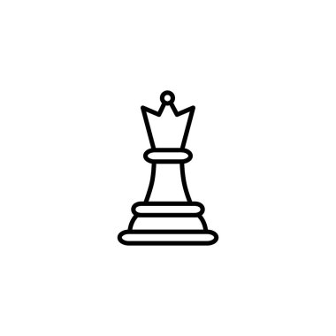 Uygulamalar için Düz Stil Vektör yılında Satranç Queen Line Simgesi, Ui, Web Siteleri. Siyah Simge Vektör Çizimi