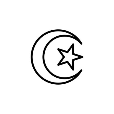 Uygulamalar, Ui, Web Siteleri için Düz Stil Vektör Simgesi Hilal Çizgi Simgesi. Siyah Simge Vektör Çizimi