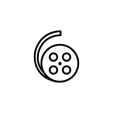 Film Reel Line Simgesi Düz Stil Vektör App, Ui, Web Siteleri için. Siyah Simge Vektör Çizimi