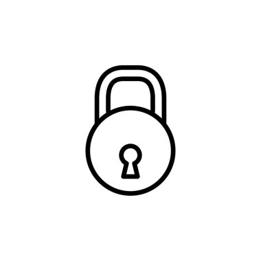 Uygulama, Ui, Web Siteleri için Düz Stil Vektör kilit hattı simgesi. Siyah Simge Vektör Çizimi