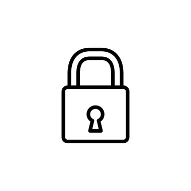 Uygulama, Ui, Web Siteleri için Düz Stil Vektör kilit hattı simgesi. Siyah Simge Vektör Çizimi