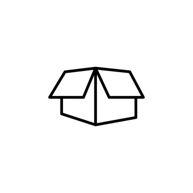 Uygulamalar, Ui, Web Siteleri için Düz Stil Vektör kutusunda Kutu Çizgisi Simgesini açın. Siyah Simge Vektör Çizimi