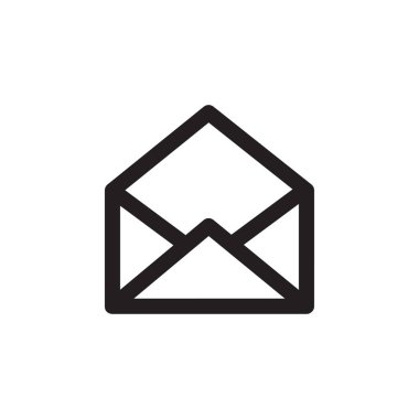 Uygulamalar, Ui, Web Siteleri için Düz Stil Vektöre E-posta Satır Simgesini Açın. Siyah Simge Vektör Çizimi