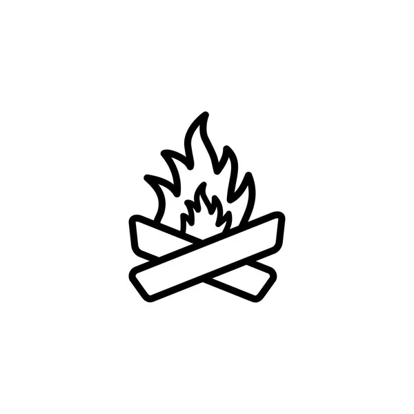 Camp Fire Line Icon In Flat Style Vector For Apps, UI, Websites. Black Icon Vector Illustration — Stock Vector