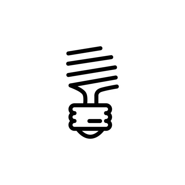 Energy Saving Fluorescent Light Bulb Line Icon In Flat Style. Black Icon Vector Illustration — Stock Vector