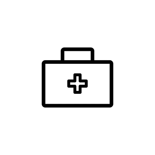 Icono de línea de caja de primeros auxilios en vectores de estilo plano para aplicaciones, interfaz de usuario, sitios web. Icono negro Vector Ilustración — Vector de stock