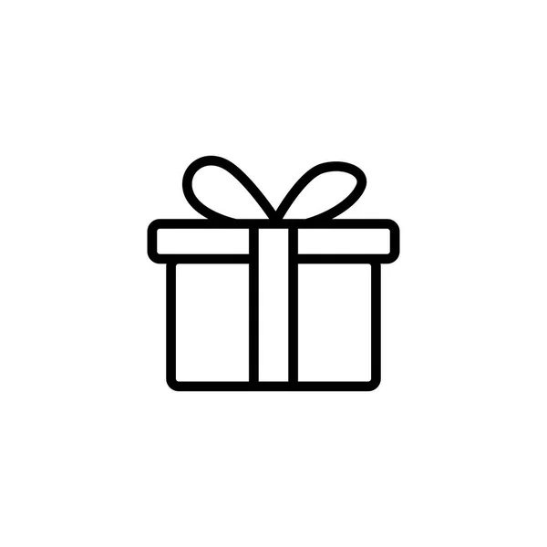 Icono de línea de caja de regalo en vectores de estilo plano para aplicaciones, interfaz de usuario, sitios web. Icono negro Vector Ilustración — Archivo Imágenes Vectoriales