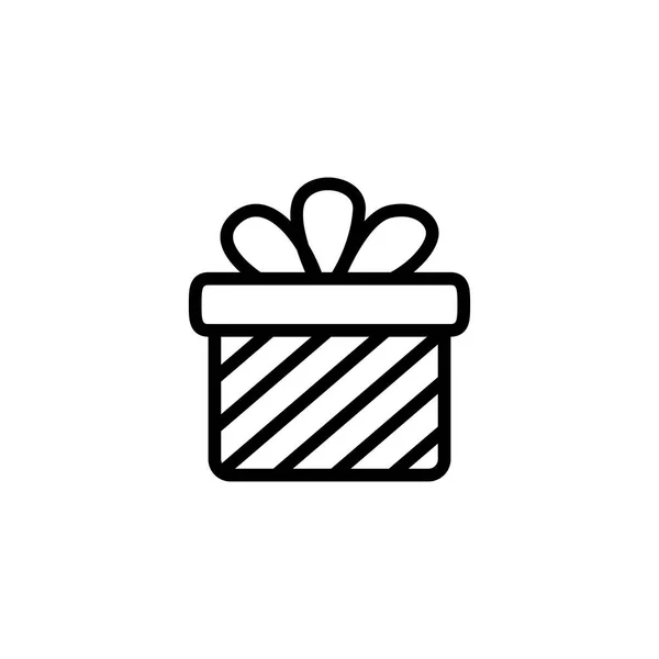 Icono de línea de caja de regalo en vectores de estilo plano para aplicaciones, interfaz de usuario, sitios web. Icono negro Vector Ilustración — Archivo Imágenes Vectoriales