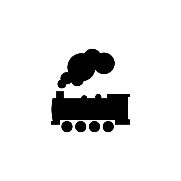 Steam Locomotive Train Icon In Flat Style Vector For Apps, UI, Websites. Black Vector Train Icon — Stock Vector