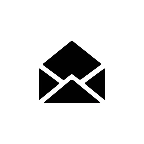 Abra o ícone de e-mail no vetor de estilo plano para aplicativos, UI, sites. Ilustração do vetor do ícone preto — Vetor de Stock