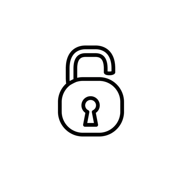 Open Lock Line Icona in stile piatto vettoriale per applicazioni, UI, siti web. Blocco linea vettoriale Illustrazione — Vettoriale Stock