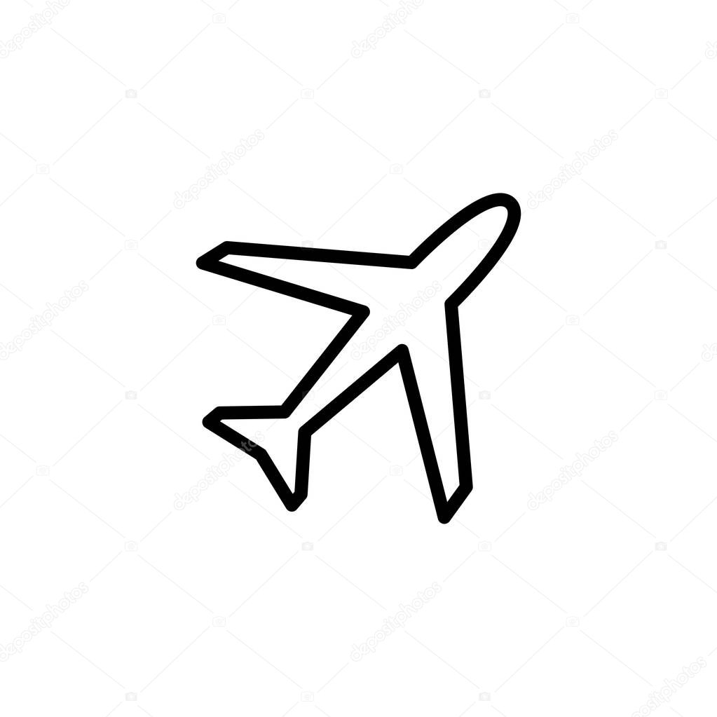 Airplane Line Icon In Flat Style Vector For App, UI, Websites. Black Icon Vector Illustration