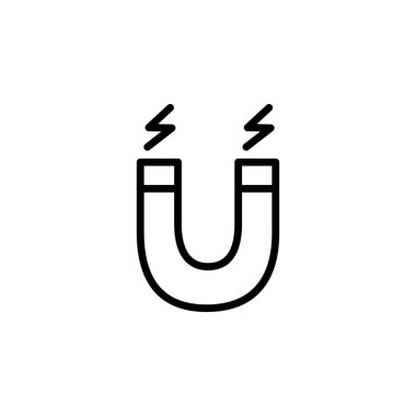 Mıknatıs Çizgi Simgesi Düz Stil Vektör App, Ui, Web Siteleri için. Siyah Simge Vektör Çizimi