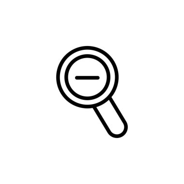 Büyüteç Eksi Çizgi Simgesi Düz Stil Vektör App, Ui, Web Siteleri için. Siyah Vektör Simgesi