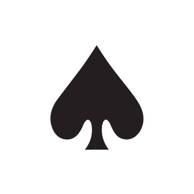 Uygulamalar, Ui, Web Siteleri için Düz Stil Vektör Içinde Oyun Kartı Spade Simgesi. Siyah Vektör Simgesi