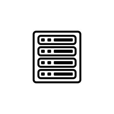 Uygulamalar, Ui, Web Siteleri için Düz Stil Vektör sunucu hattı simgesi. Siyah Simge Vektör Çizimi