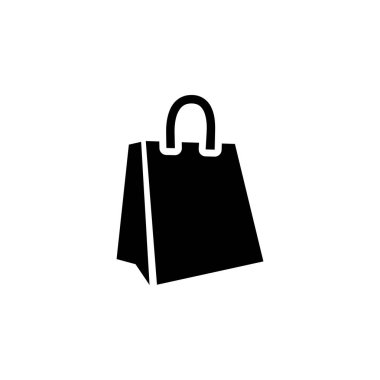 Uygulamalar, Ui, Web Siteleri için Düz Stil Vektör Alışveriş Çantası Simgesi. Siyah Simge Vektör Çizimi