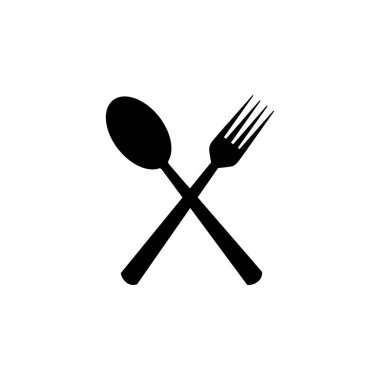 Spoon & Fork Icon Uygulamalar için Düz Stil Vektör, Ui, Web Siteleri. Siyah Simge Vektör Çizimi