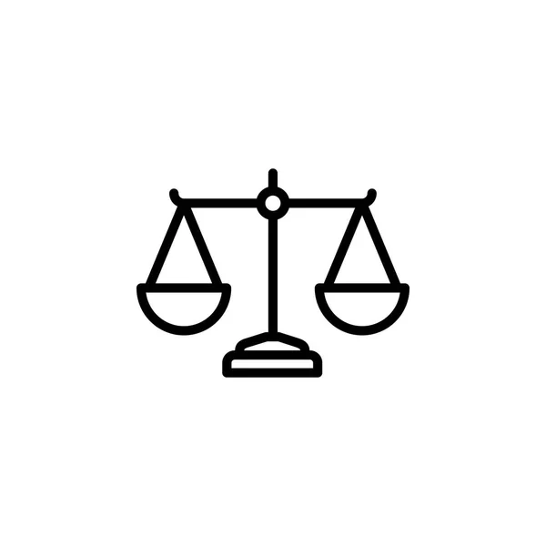 Justice Scales Line Icon In Flat Style Vector Per App, UI, Siti Web. Illustrazione vettoriale icona nera — Vettoriale Stock