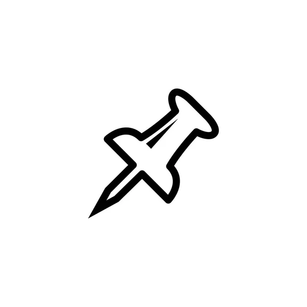 Push-Pin-Line-Symbol im flachen Stil Vektor für Apps, UI, Webseiten. Abbildung schwarzer Symbolvektoren — Stockvektor