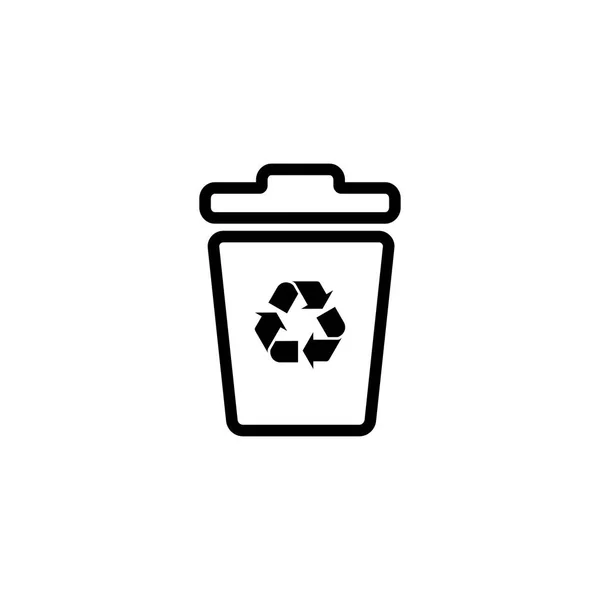 Icono de la línea de papelera de reciclaje en vectores de estilo plano para aplicaciones, interfaz de usuario, sitios web. Icono negro Vector Ilustración — Vector de stock