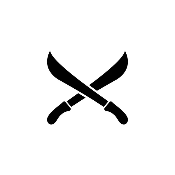 Zwaard Kruis icoon in platte stijl vector voor apps, ui, websites. Zwart pictogram vector illustratie — Stockvector