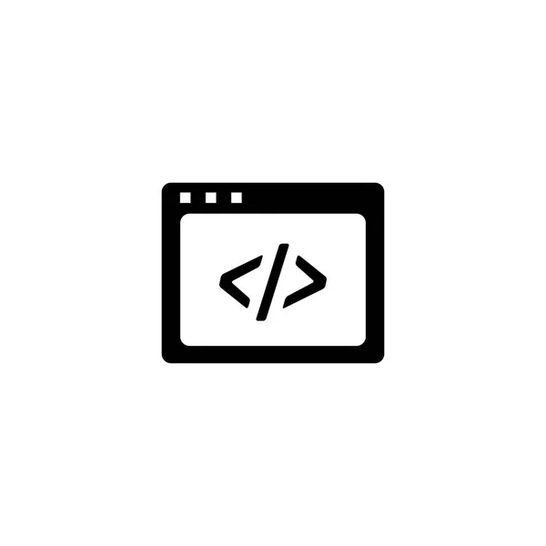 Webpagina code pictogram in platte stijl vector voor apps, ui, websites. Zwart pictogram vector illustratie — Stockvector