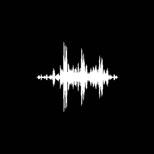 Icône plate de signal audio sur fond noir. Illustration vectorielle de style noir — Image vectorielle