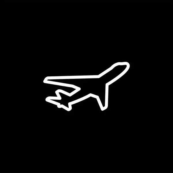 Flugzeug-Liniensymbol auf schwarzem Hintergrund. schwarz flachen Stil Vektor Illustration — Stockvektor