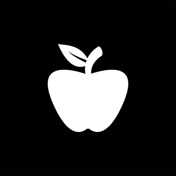 Icono plano de Apple sobre fondo negro. Estilo negro Vector Ilustración — Vector de stock